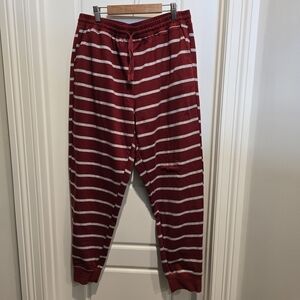 XL LuLaRoe Maroon and Gray Striped Pants